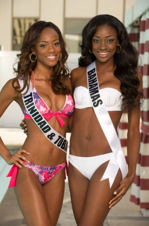 Miss Trinidad y Tobago 2012, Avionne Mark; and Miss Bahamas 2012, Celeste Marshall