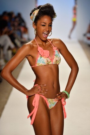 MIAMI, FL - JULY 20: A model walks the runway at the Nicolita show during Mercedes-Benz Fashion Week Swim 2014 at Oasis at the Raleigh on July 20, 2013 in Miami, Florida. (Photo by Frazer Harrison/Getty Images for Mercedes-Benz Fashion Week Swim 2014)