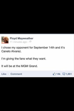 Saúl El Canelo Alvarez enfrentará a Floyd Mayweather el 14 de septiembre en Las Vegas. Un combate a muerte en lo que es el rival más difícil en la carrera del mexicano. Una pelea de invictos.