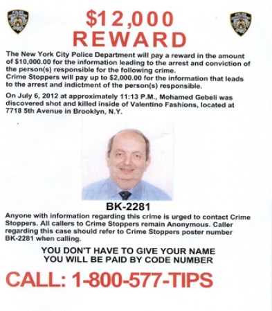 Buscan al responsable de la muerte de Mohamed Gabeli, quien fue baleado a muerte en Brooklyn, en junio del 2012.