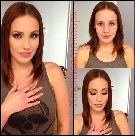 Jasmine Woll antes y después del maquillaje.