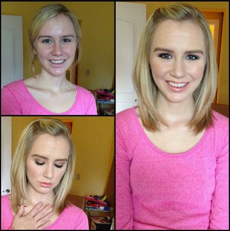 Kelly Klass antes y después del maquillaje.