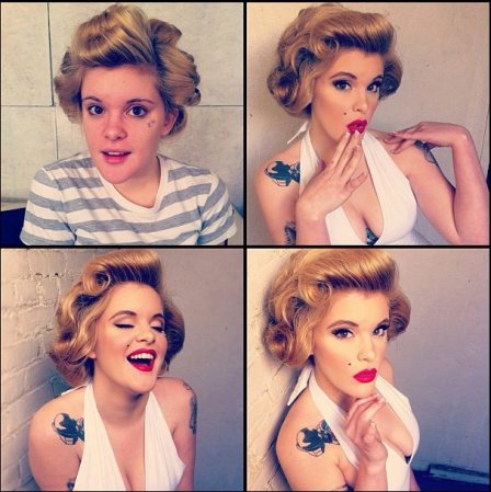 Mariah Mars antes y después del maquillaje.