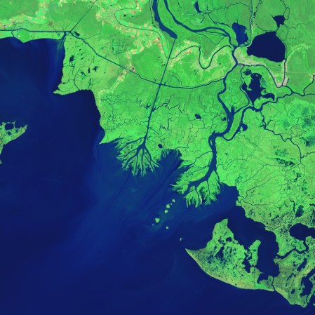 Plano delta del río Mississippi.
