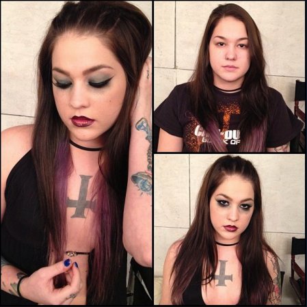 Zarrah Angel antes y después del maquillaje.