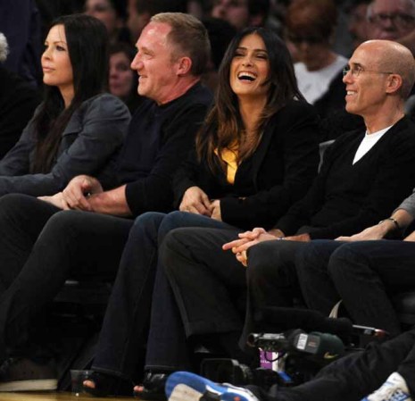 Salma Hayek y el productor Jeffrey Katzenberg
