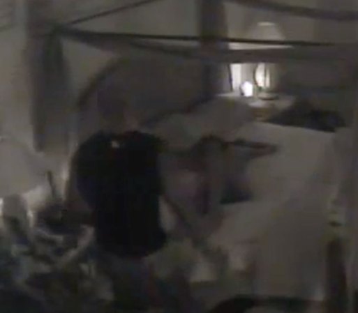 El video es de mala calidad, pero se aprecia como Hogan llega a la habitación y comienza el juego sexual con la mujer.