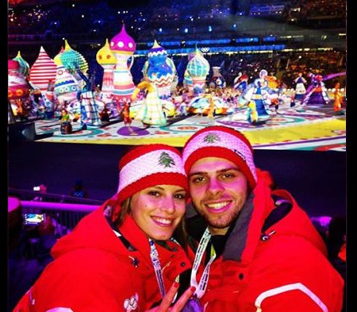 Aquí la esquiadora en la ceremonia de inauguración de los juegos Olímpicos de Sochi.