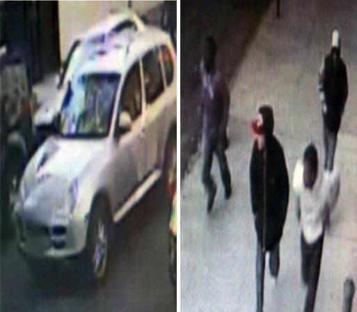 Estos cuatro sujetos le dispararon a un peatón en la calle 150st. Los individuos se dieron a la fuga en este SUV marca Porsche Cayenne. Si los has visto llama al 1-800-577-TIPS.