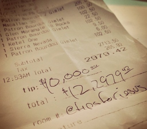 Esta fue una propina de $10,000.