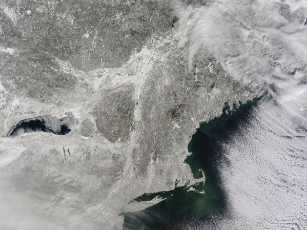 Tormenta invernal al norte de los Estados Unidos.