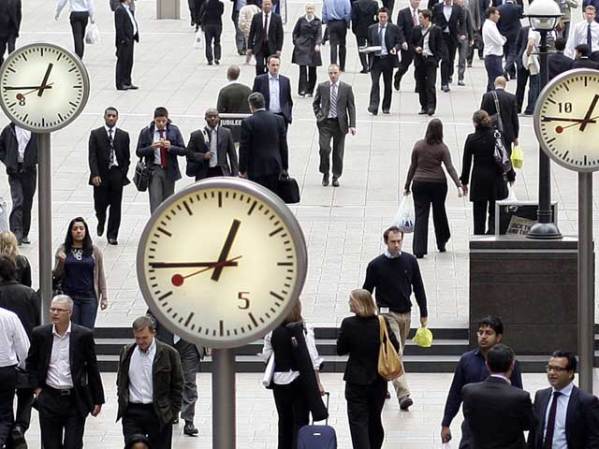 Estos trabajadores en Londres no necesitan recordatorios de cuánto tiempo dura su descanso de almuerzo.