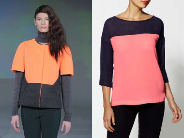 Chalayan renovó los bloques de color, añadiendo tops de cuello de tortuga. Logra el look con esta blusa de Eight Sixty, $69