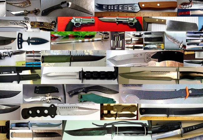 Las armas, explosivos y réplicas en estas fotos fueron incautados por la Administración de Seguridad del Transporte (TSA) durante diversos chequeos en distintos aeropuertos de EEUU.