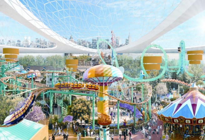 El nuevo complejo de ocio estará conformado por atracciones temáticas, un parque acuático, una pista de patinaje sobre hielo y teatros.