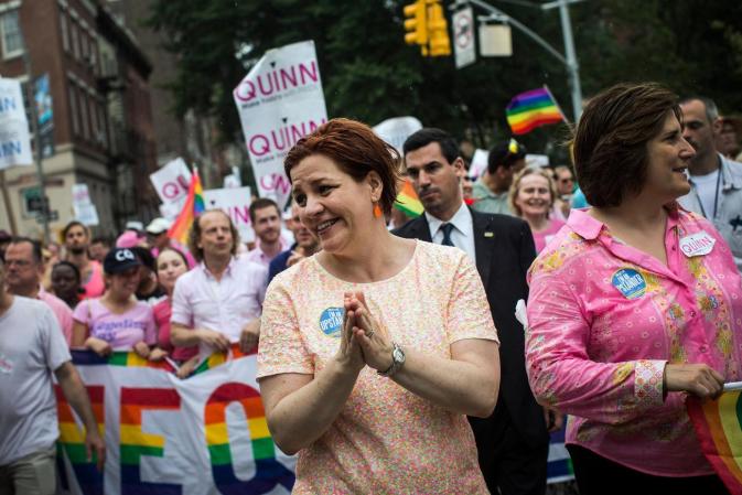 NEW YORK, NY - JUNE 30: New York City Council Speaker and mayoral candidate Christine Quinn marches in the New York Gay Pride Parade on June 30, 2013 in New York City. This year's parade was a particularly festive occasion, due to the recent Supreme Court Ruling that it was unconstitutional to ban gay marriage. (Photo by Andrew Burton/Getty Images)