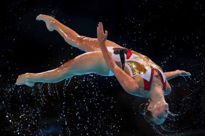 Competencia de natación sincronizada en Barcelona.
