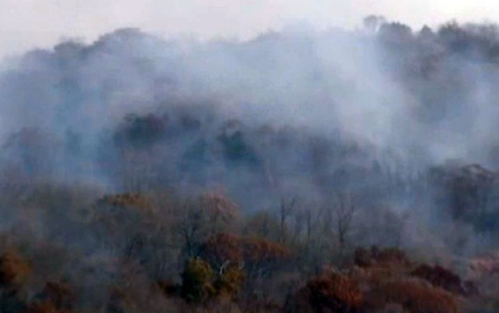 Un fuego forestal se ha desplaza por más de 50 acres de terreno en Rockland, Nueva York, mientras que las autoridades tratan de detenerlo antes de que alcance viviendas.