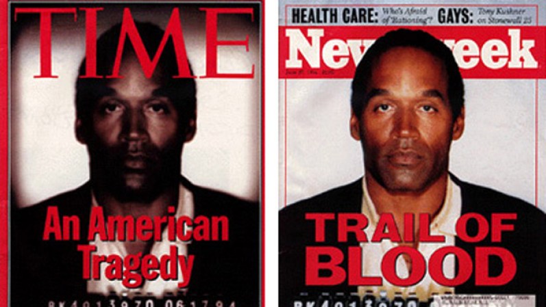 Personas acusaron a la revista TIME de alterar la foto de O.J. Simpson para que pareciera “más temible” al poner el color de su piel más obscura que la foto original.