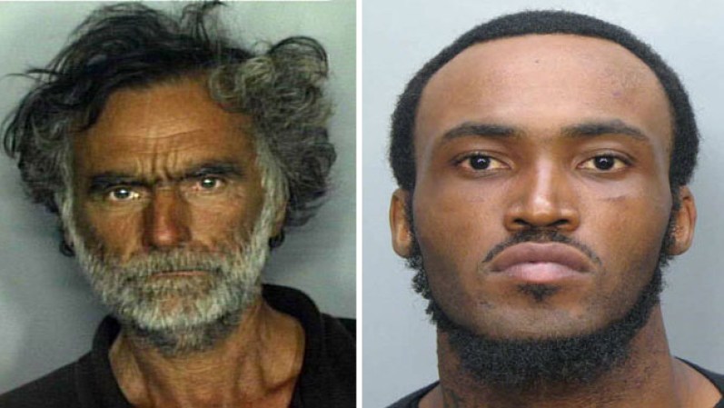 26 DE MAYO, 2012: Rudy Eugene (derecha) es abatido a tiros po la policía mientras atacaba a Ronald Poppo arrancándole a mordiscos gran parte del rostro en el downtown de Miami.