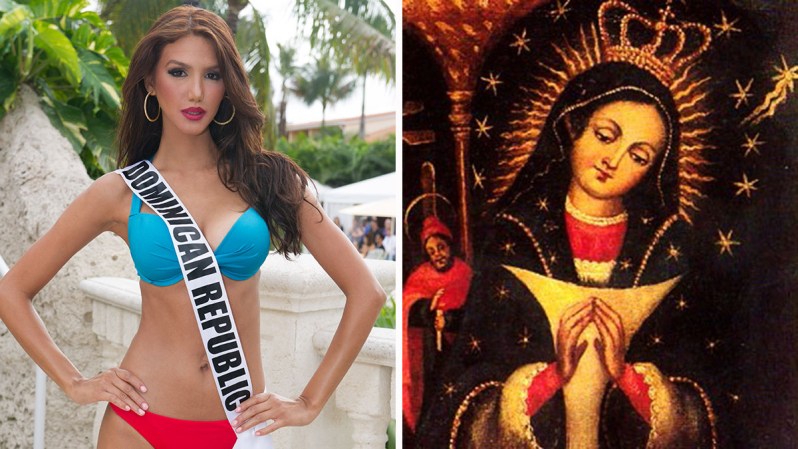 16 DE ENERO, 2015: Un vestido nacional inspirado en una virgen que usará Miss República Dominicana en el certamen de Miss Universo desata gran polémica.