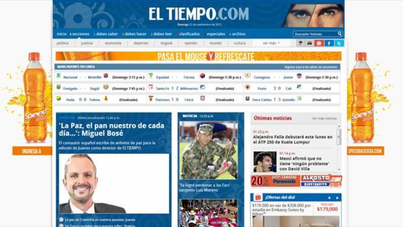 La edición dominical de El Tiempo fue editada por Juanes. El editorial del día viene de la pluma de Miguel Bosé.