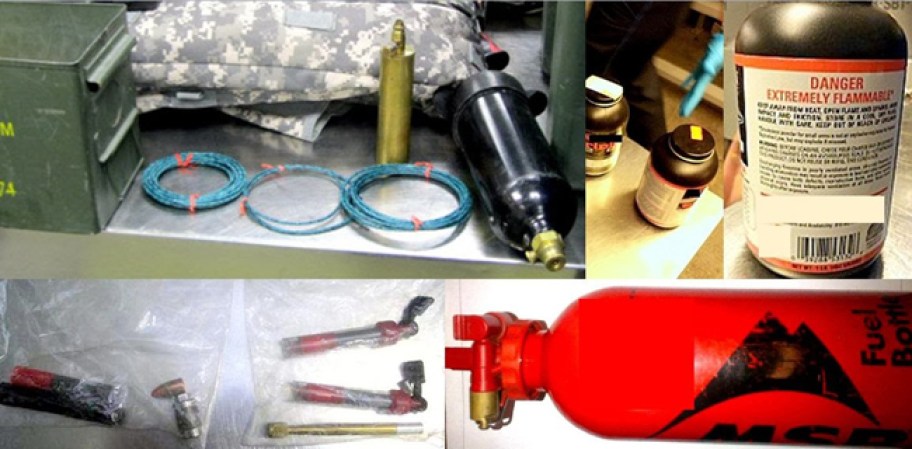 Las armas, explosivos y réplicas en estas fotos fueron incautados por la Administración de Seguridad del Transporte (TSA) durante diversos chequeos en distintos aeropuertos de EEUU.