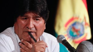 El expresidente de Bolivia Evo Morales durante una rueda de prensa