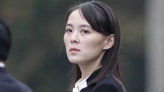 In this March 2, 2019, file photo, Kim Yo Jong, sister of North Korean leader Kim Jong Un, attends a wreath laying ceremony at the Ho Chi Minh Mausoleum in Hanoi, Vietnam.
