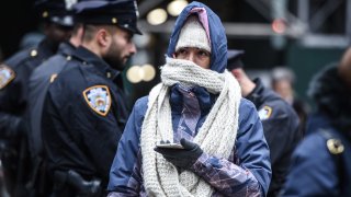 Woman bundled up
