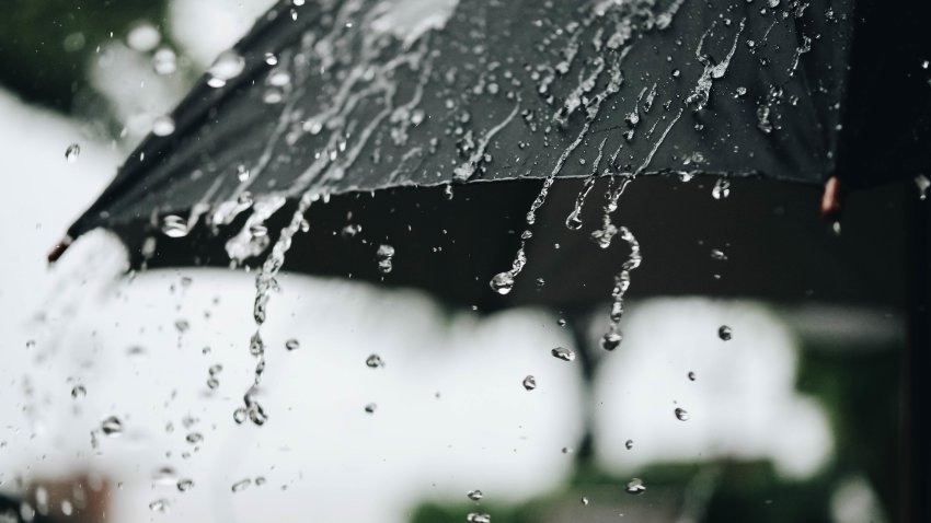 Rain on an umbrella