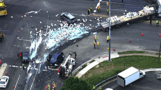Chopper4 image of truck crash involving paint