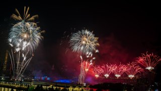 A view of the fireworks during the 43rd Annual Macy's 4th of July Fireworks on July 04, 2019 in New York City.