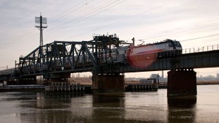 Amtrak Train on Portal Bridge