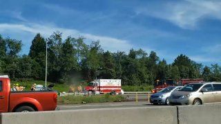 The scene of a fatal crash on I-95 in Fairfax County.