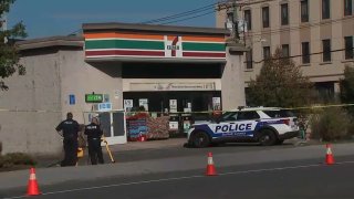 Suffolk Police at the Scene Where an Alleged Shoplifter Killed by Store Clerk