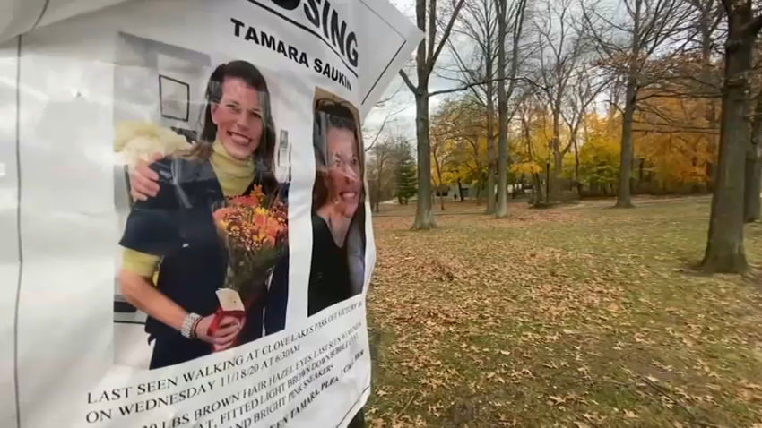 Missing person flyers line the perimeter of a Staten Island park after the disappearance of a doctor.