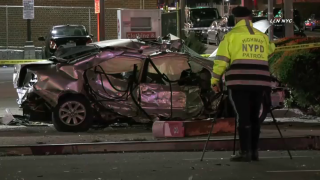 Highway patrol units investigate a deadly high-speed crash in Queens