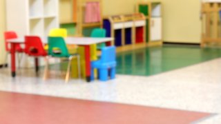 Inside a kindergarten intentionally out of focus without people.