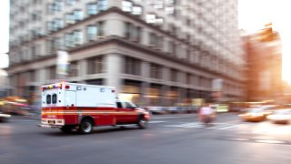 Ambulance respond to an Emergency in downtown