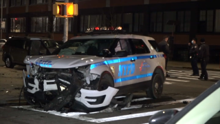 police hurt in a vehicle crash were taken to a nearby Queens hospital