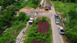 Construcción de un tramo del Tren Maya en Yucatán