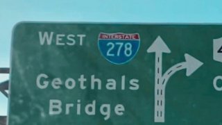 TLMD-New Goethals Bridge Signs Misspells Bridge Name