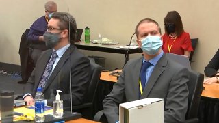 In this image from video, defense attorney Eric Nelson, left, and former Minneapolis police officer Derek Chauvin listen as Hennepin County Judge Peter Cahill presides over pre-trial motions prior to opening statements, March 29, 2021, in the trial of Chauvin, in the May 25, 2020, death of George Floyd in Minneapolis, Minnesota.