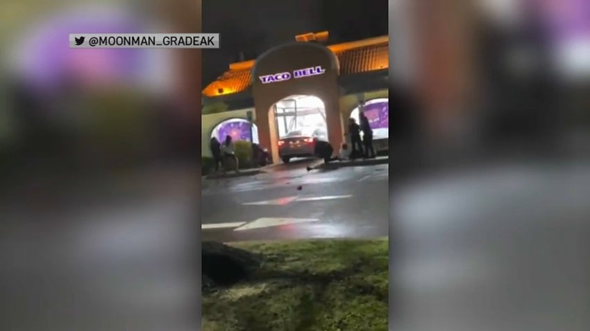 Car intentionally driven into Taco Bell