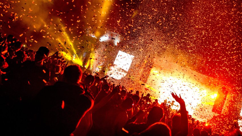 Confetti at a music festival