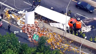 truck spills peppers on highway
