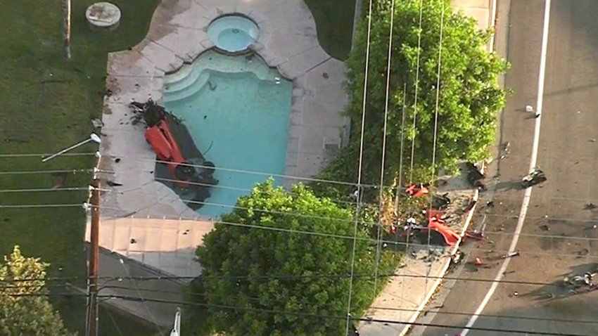 A car crashed into a pool in Chino.