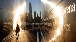 Empty Sky 9/11 Memorial in Front of Lower Manhattan in New York City