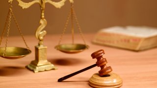 Judges desk in court room